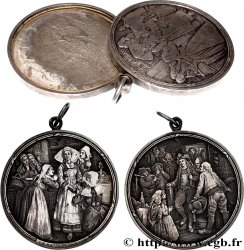 SECOND EMPIRE Médaille de mariage, biface avec miroir