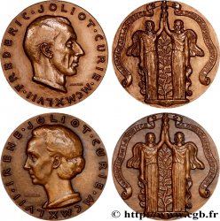 IV REPUBLIC Lot de 2 médailles, Irène et Frédéric Joliot-Curie