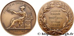 QUATRIÈME RÉPUBLIQUE Médaille, Faculté de droit, Licence de droit