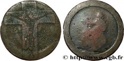 MÉDAILLES RELIGIEUSES Médaille, Christ crucifié, gravé sur un penny anglais