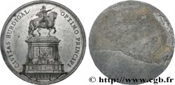 LOUIS XV THE BELOVED Médaille, Statue équestre de Louis XV, tirage uniface, épreuve en étain