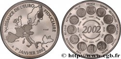 FUNFTE FRANZOSISCHE REPUBLIK Médaille, Essai, Naissance de l’Euro fiduciaire