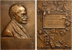 III REPUBLIC Plaquette, Paul Strauss XF