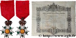 SEGUNDO IMPERIO FRANCES Médaille, Légion d’honneur, Croix de chevalier, modèle second empire, avec son diplôme