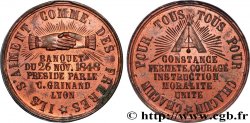 DEUXIÈME RÉPUBLIQUE Médaille, Banquet du 26 Novembre TTB+