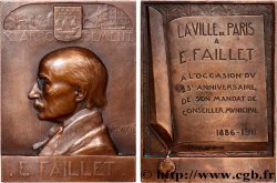 III REPUBLIC Plaquette, Eugène Faillet, 25e année de mandat de conseiller municipal de Paris