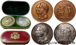 CHARLES X Coffret de 2 médailles, Achèvement du Palais de la Bourse et du tribunal de commerce de Paris