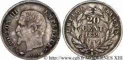 20 centimes Napoléon III, tête nue 1859 Paris F.148/12