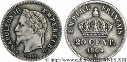 20 centimes Napoléon III, tête laurée, petit module 1864 Paris F.149/1
