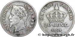 20 centimes Napoléon III, tête laurée, petit module 1864 Paris F.149/1