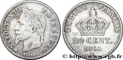 20 centimes Napoléon III, tête laurée, petit module 1864 Strasbourg F.149/2