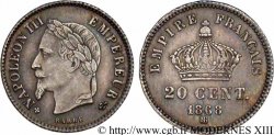 20 centimes Napoléon III, tête laurée, grand module 1868 Strasbourg F.150/5