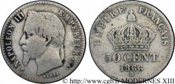 50 centimes Napoléon III, tête laurée 1866 Strasbourg F.188/10