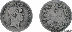 5 francs type Tiolier avec le I, tranche en creux 1831 Bordeaux F.315/20 TB25