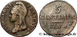 5 centimes Dupré, petit module 1796 Paris F.113/1