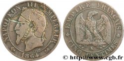 Cinq centimes Napoléon III, tête laurée, satirique 1864 Bordeaux F.117/15