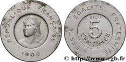 Essai de 5 centimes Rude en aluminium, poids lourd petit module 1909 Paris GEM.15 8 var. MS