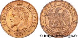 Deux centimes Napoléon III, tête laurée 1861 Bordeaux F.108A/3