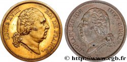 Cliché doré uniface du droit de 40 francs or Louis XVIII n.d. T.T.2044 cop
