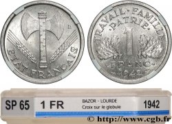 1 franc Francisque, lourde, avec les croix 1942 Paris F.222/2 MS65 GENI