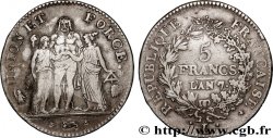 5 francs Union et Force, Union desserré, avec glands intérieurs et gland extérieur 1799 Bayonne F.291/26