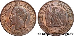 Cinq centimes Napoléon III, tête nue 1854 Paris F.116/8