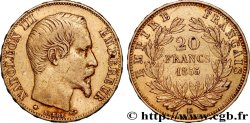 20 francs or Napoléon III, tête nue, différent ancre 1855 Strasbourg F.531/6