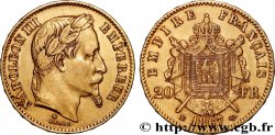 20 francs or Napoléon III, tête laurée 1867 Strasbourg F.532/16