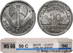 50 centimes Francisque, lourde, premiers exemplaires avec les CROIX 1942 Paris F.195/2