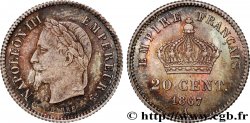 20 centimes Napoléon III, tête laurée, grand module 1867 Paris F.150/1