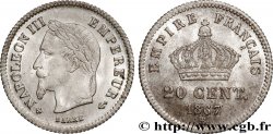 20 centimes Napoléon III, tête laurée, grand module 1867 Strasbourg F.150/2