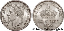 50 centimes Napoléon III, tête laurée 1864 Strasbourg F.188/3