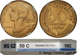 50 centimes Marianne, col à trois plis 1962 Paris F.197/2