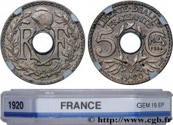 Essai-piéfort de 5 centimes Lindauer en cupro-nickel 1920 Paris GEM.19 EP