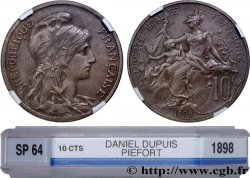 Piéfort de 10 centimes Daniel-Dupuis, sans le mot essai, flan mat 1898 GEM.34 P1