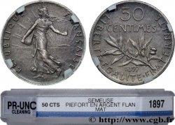 Piéfort de 50 centimes Semeuse, flan mat 1897 Paris GEM.81 P3