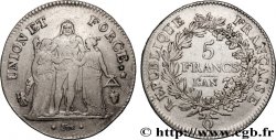 5 francs Union et Force, Union serré, avec glands intérieurs et gland extérieur 1799 Perpignan F.288/120