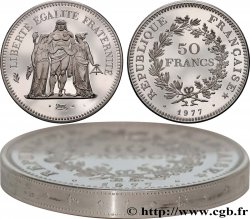 Piéfort argent de 50 francs Hercule 1977 Pessac F.223 P1