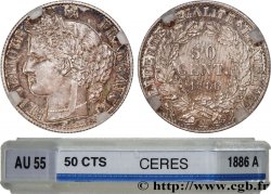 50 centimes Cérès, IIIe République 1886 Paris F.189/11