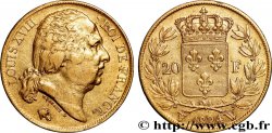 20 francs or Louis XVIII, tête nue 1824 Lille F.519/34