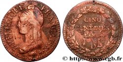 Cinq centimes Dupré, grand module, refrappage du décime 1797 Lyon F.114/7