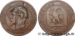 Dix centimes Napoléon III, tête nue, satirique et contremarqué SEDAN 1855 Strasbourg F.133/23 var.