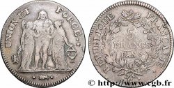 5 francs Union et Force, Union serré, seulement gland extérieur 1798 Bordeaux F.288/56