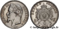 5 francs Napoléon III, tête laurée 1869 Strasbourg F.331/15