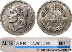 5 francs Lavrillier, nickel 1937  F.336/6 SUP58 GENI