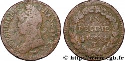 Un décime Dupré, grand module, refrappage du 2 décimes 1797 Nantes F.128/11