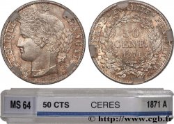 50 centimes Cérès, IIIe République 1871 Paris F.189/1