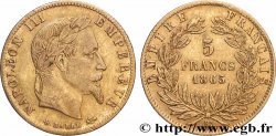 5 francs or Napoléon III, tête laurée 1865 Strasbourg F.502/8