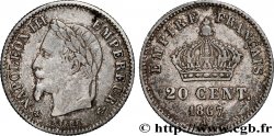 20 centimes Napoléon III, tête laurée, grand module 1867 Paris F.150/1