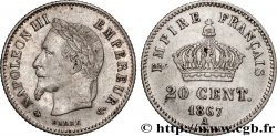 20 centimes Napoléon III, tête laurée, grand module 1867 Paris F.150/1